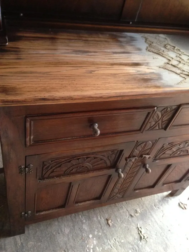 Carved Oak Sideboard Before Restoration