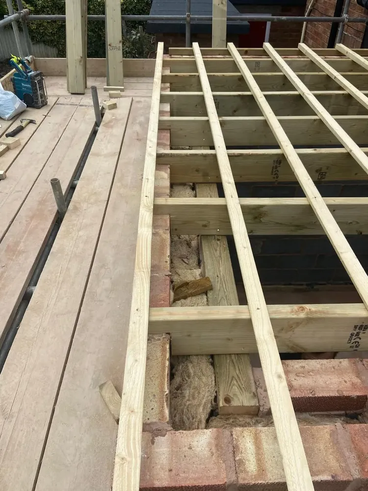 Flat Roof Joists Going In