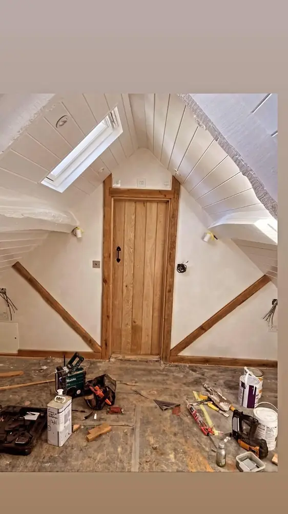 Bespoke oak door and architrave